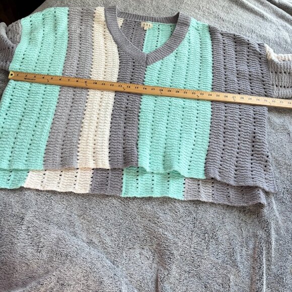 Pol Color Pop Womens Chunky Knit Striped Sweater Chenille Oversized Large 19231 - Picture 4 of 11